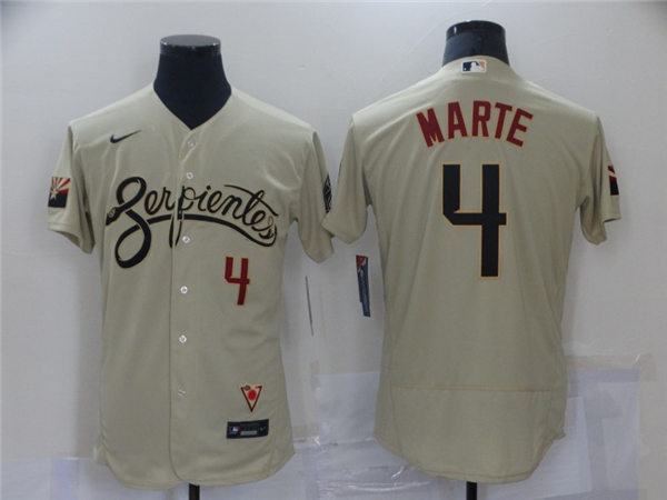 Mens Arizona Diamondbacks #4 Ketel Marte Nike Tan 2021 Arizona City Connect Jersey