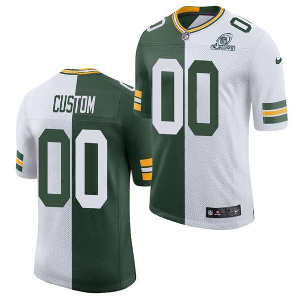 Green Bay Packers Custom Nike Green White Split two tone Limited Jersey