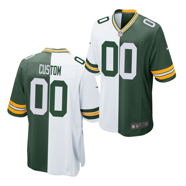 Green Bay Packers Custom Nike White Green Split two tone Limited Jersey