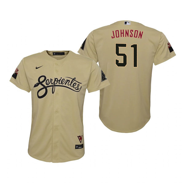 Youth Arizona Diamondbacks Retired Player #51 Randy Johnson Nike Tan 2021 Arizona City Connect Jersey