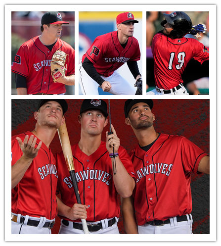 Mens Erie SeaWolves Custom Casey Mize Henry Martinez Daz Cameron Sam Jethroe Riley Greene Red SeaWolves Baseball Jersey