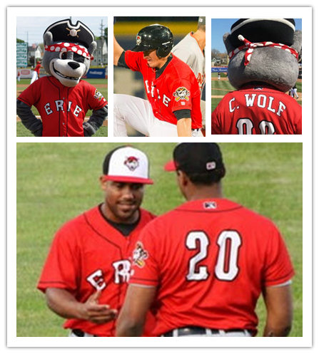 Mens Erie SeaWolves Custom Riley Greene Andre Lipcius Casey Mize Danny Woodrow Spencer Torkelson Red Erie Baseball Jersey