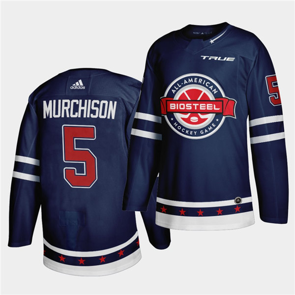 Mens BioSteel All-American Hockey #5 Ty Murchison Adidas 2021 Navy Game Jersey
