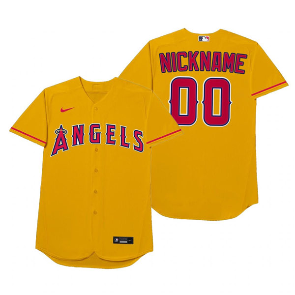 Los Angeles Angels Custom Nike Gold 2021 Players' Weekend Nickname Jersey