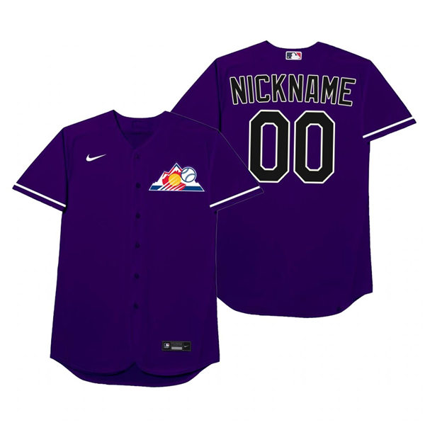 Mens Colorado Rockies Custom Nike Purple 2021 Players' Weekend Nickname Jersey
