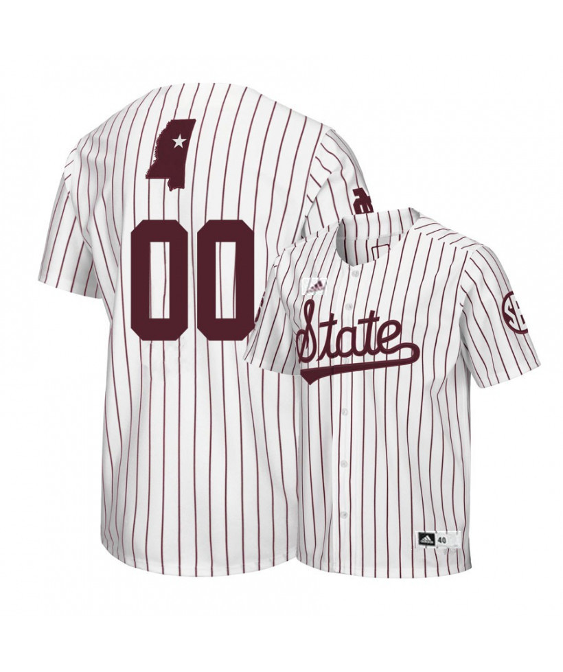 Mens Youth Mississippi State Bulldogs Custom Hunter Renfroe Will Clark Dakota Hudson 2018 White Pinstripe State Adidas Baseball Jersey