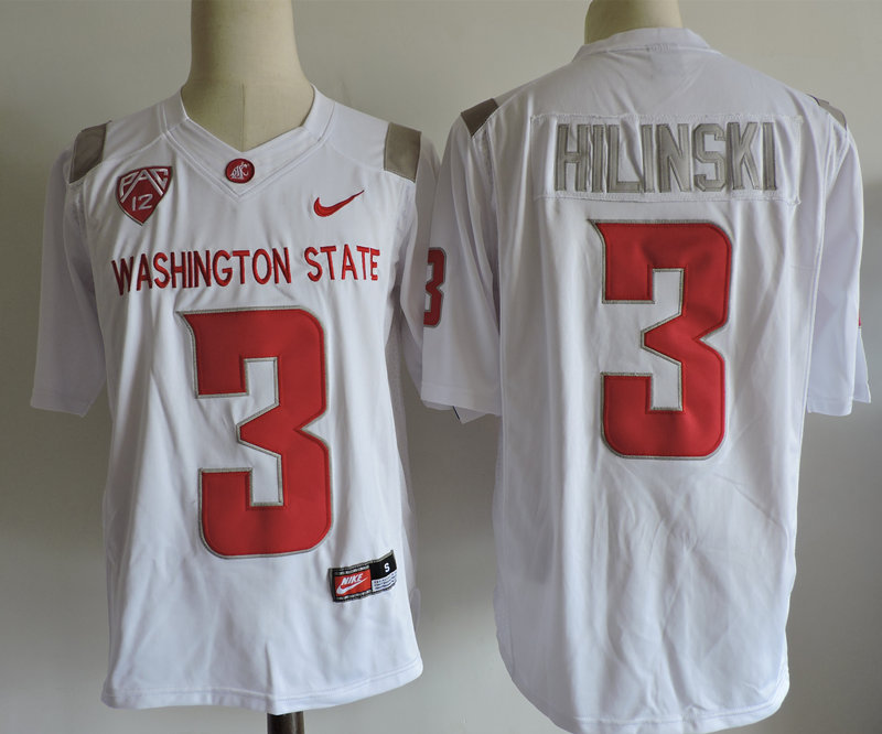 Mens Washington State Cougars #3 Tyler Hilinski Nike 2012-18 White Limited Football Jersey