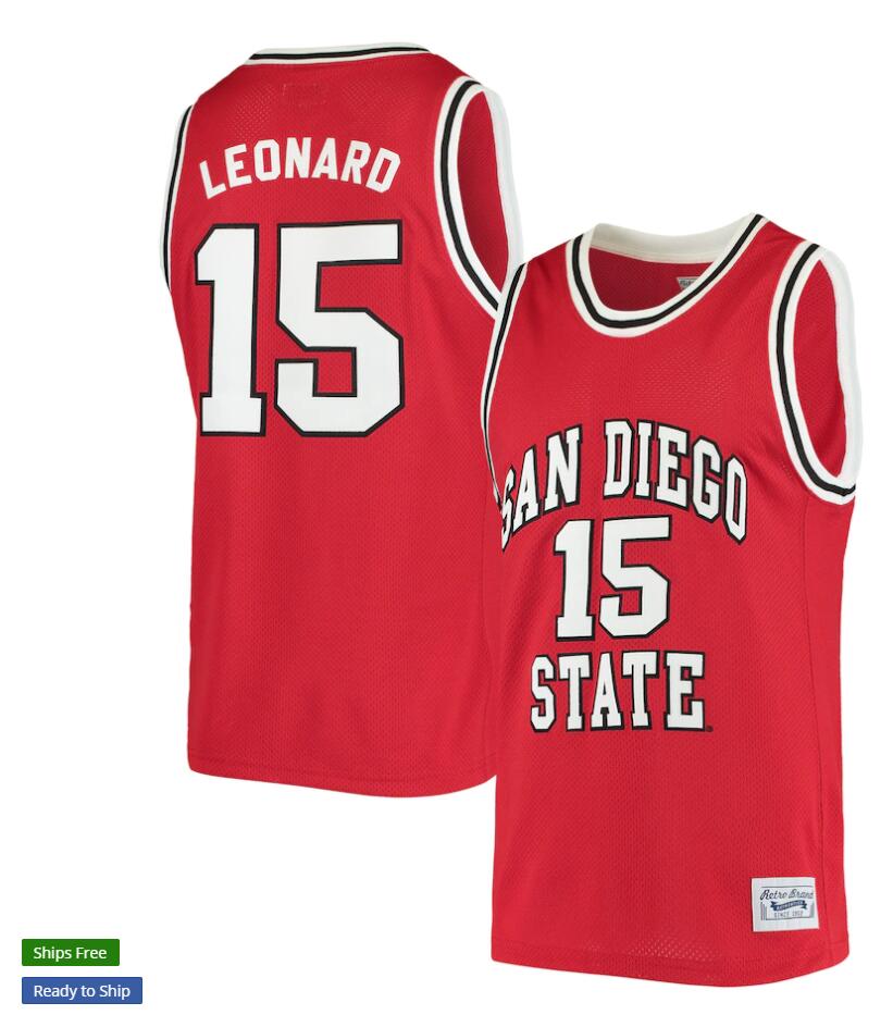 Mens Youth San Diego State Aztecs #15 Kawhi Leonard Nike Red Original Retro Commemorative Classic Basketball Jersey