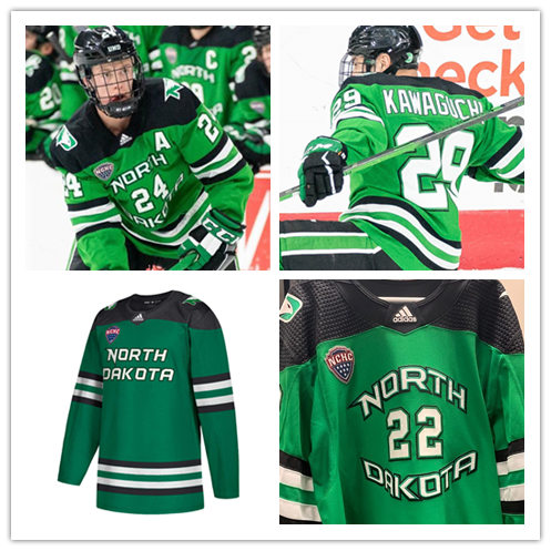 North Dakota Fighting Hawks Custom Green 2020 Adidas Hockey Jersey