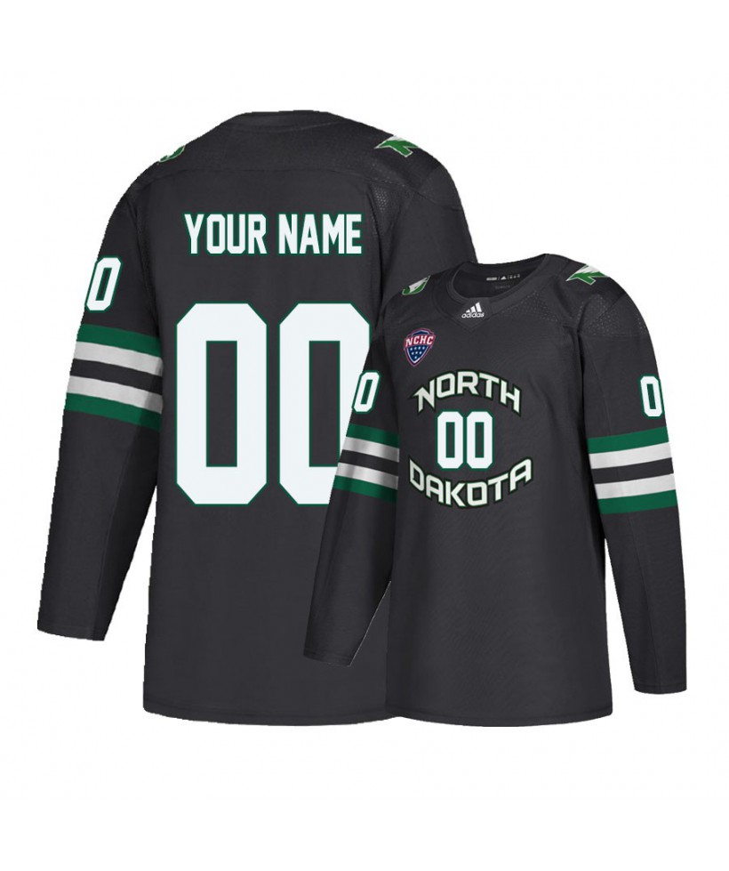 North Dakota Fighting Hawks Custom Black 2020 Adidas Hockey Jersey