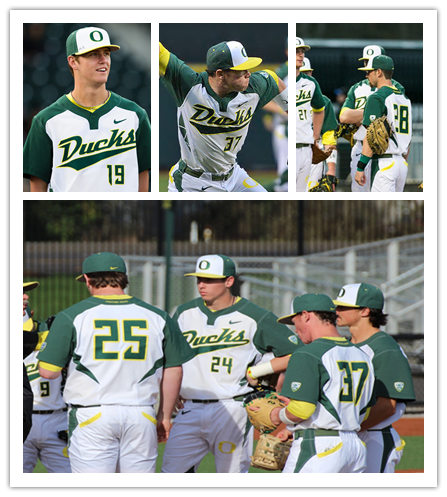Mens Oregon Ducks Custom Sam Novitske Anthony Hall Andrew Mosiello Isaac Ayon Nike 2017 White Green Two-Button Pullover Baseball Jersey