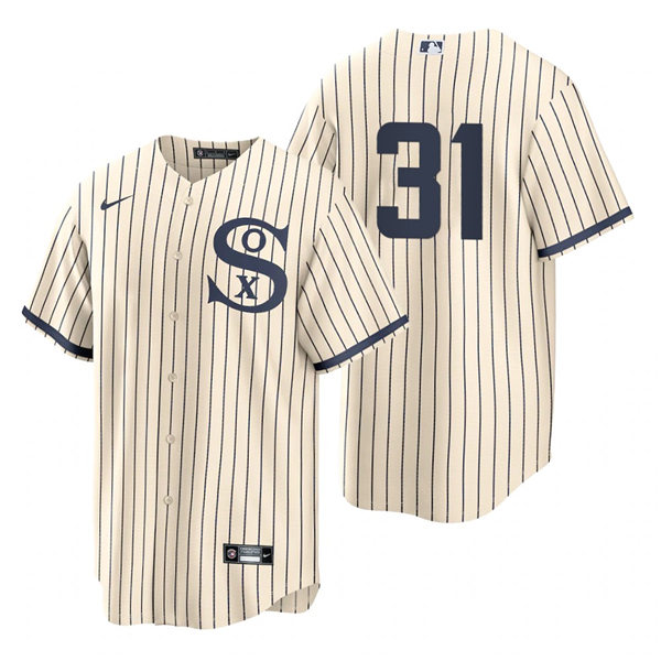 Mens Chicago White Sox #31 Liam Hendriks Nike White PIN STRIPE 2021 Field of Dreams Jersey