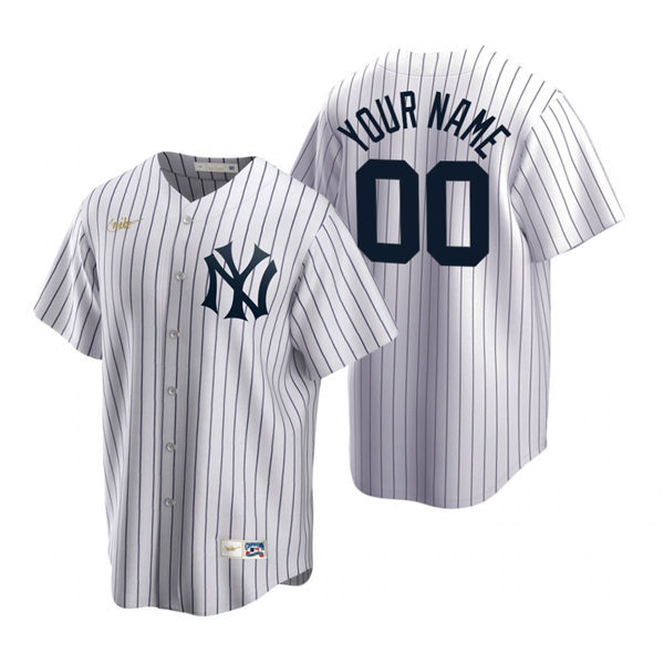  New York Yankees Custom Nike White Cooperstown Collection Jersey