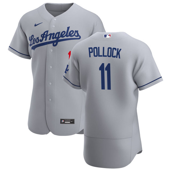 Mens Los Angeles Dodgers #11 A.J. Pollock Nike Grey Los Angeles FlexBase Jersey