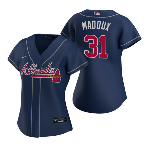 Womens Atlanta Braves Retired Player #31 Greg Maddux Nike Navy Alternate Cool Base Jersey