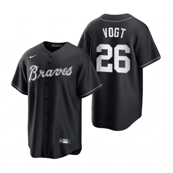 Mens Atlanta Braves #26 Stephen Vogt Nike Stitched 2021 Black Fashion Jersey