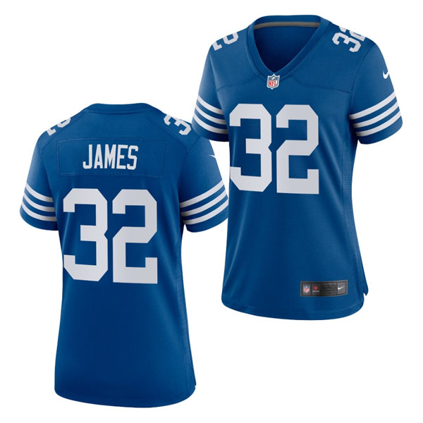 Womens Indianapolis Colts Retired Player #32 Edgerrin James Nike Royal Alternate Retro Vapor Limited Jersey 