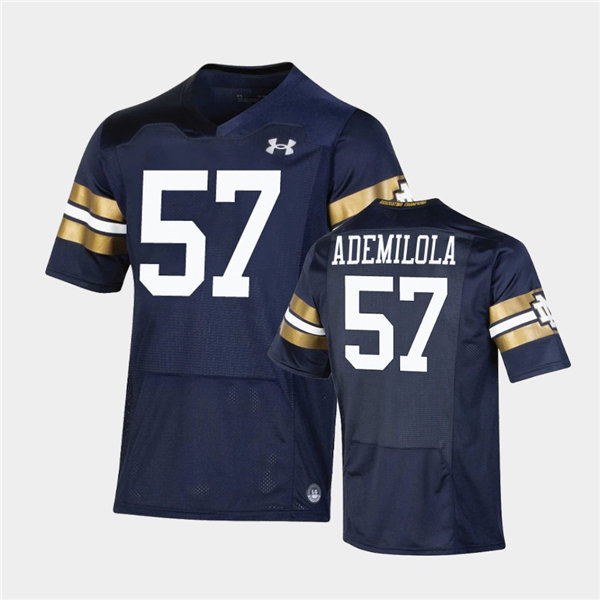 Mens Notre Dame Fighting Irish #57 Jayson Ademilola Under Armour Navy 2021 Shamrock Series Game Jersey 