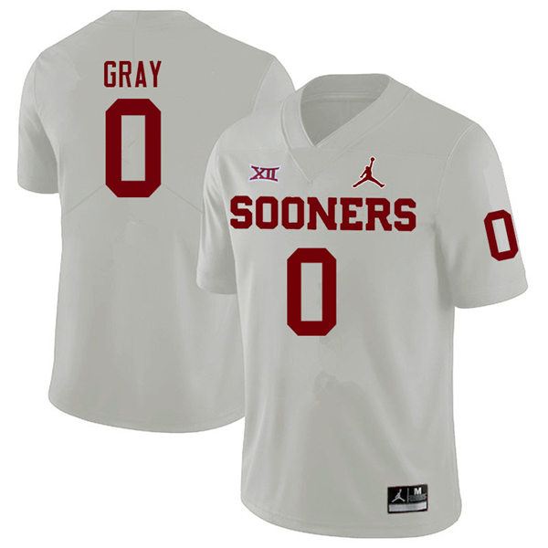 Mens Oklahoma Sooners #0 Eric Gray White Jordan College Football Game Jersey