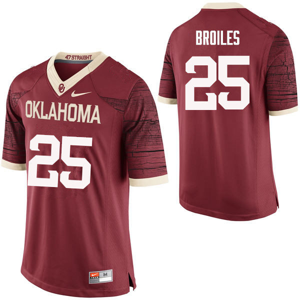Mens Oklahoma Sooners #25 Justin Broiles Jordan Crimson Limited Football Jersey