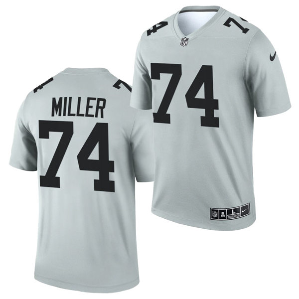 Youth Las Vegas Raiders #74 Kolton Miller Nike 2021 Silver Inverted Legend Jersey