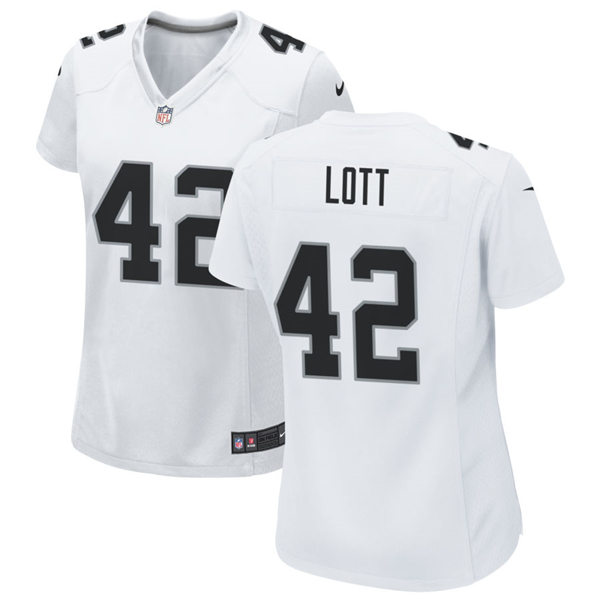 Womens Las Vegas Raiders Retired Player #42 Ronnie Lott Nike White Vapor Limited Jersey  
