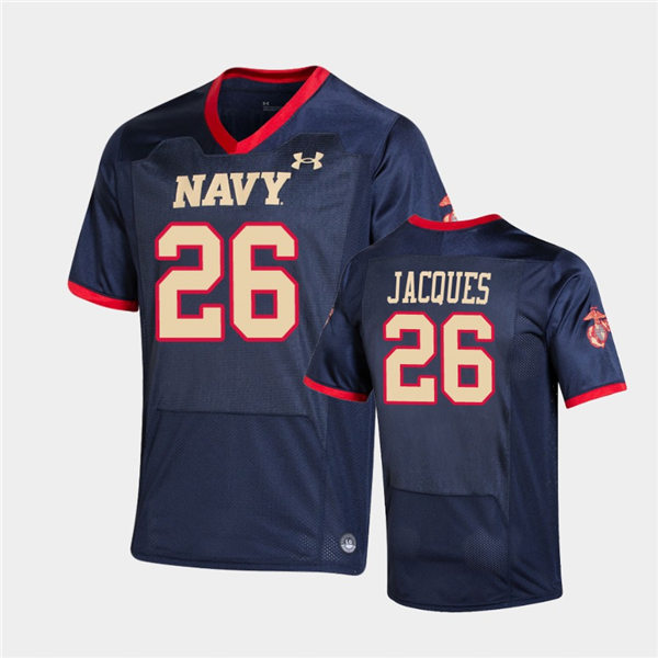 Mens Navy Midshipmen #26 Colby Jacques Under Armour Navy USMC Special Game Football Jersey