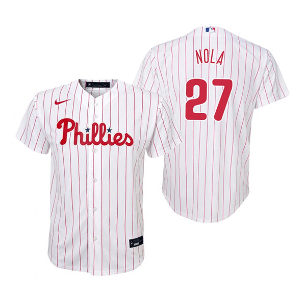 Youth Philadelphia Phillies #27 Aaron Nola Nike White Pinstripe Home Jersey
