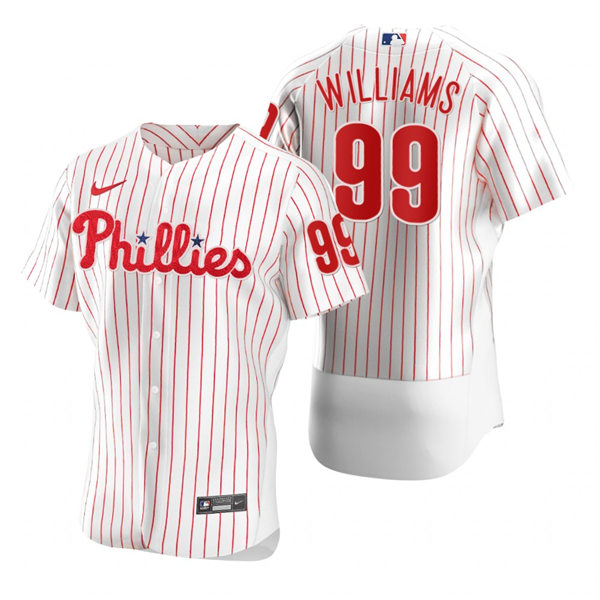 Mens Philadelphia Phillies Retired Player #99 Mitch Williams Nike White Pinstripe Home Flexbase Jersey