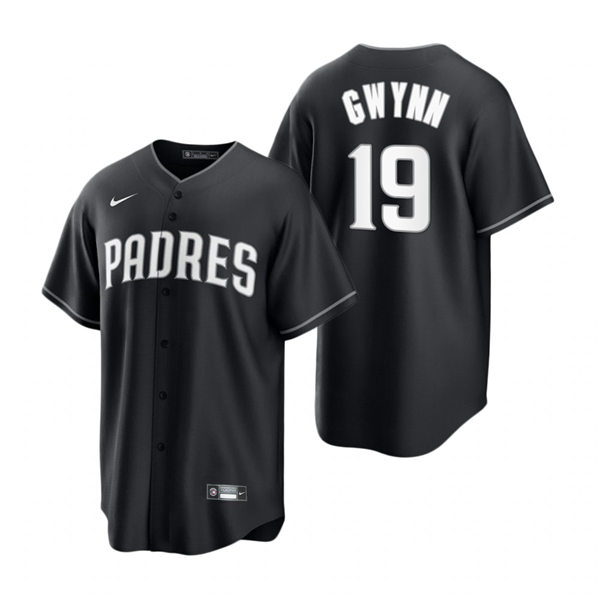 Mens San Diego Padres Retired Player #19 Tony Gwynn Nike Black Fashion Jersey