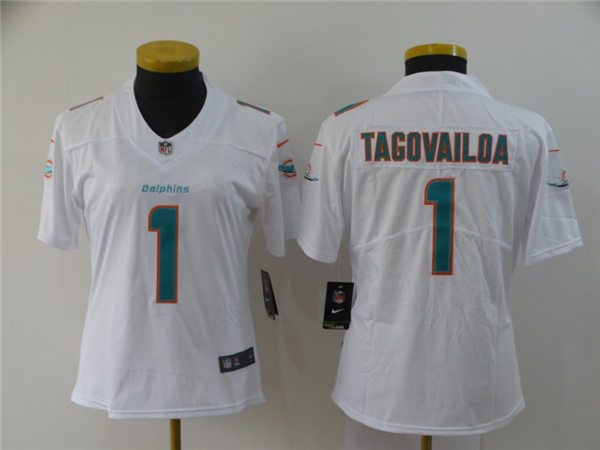 Womens Miami Dolphins #1 Tua Tagovailoa Nike White Vapor Limited Jersey