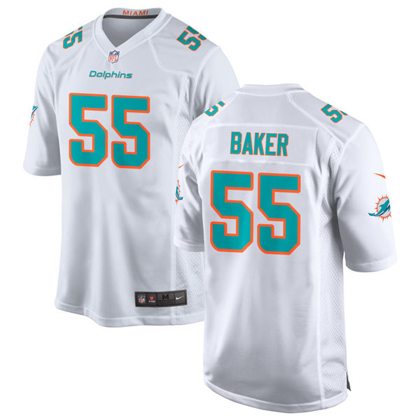 Mens #55 Jerome Baker Miami Dolphins Stitched Nike White Vapor Limited Jersey