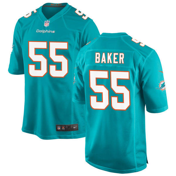 Mens #55 Jerome Baker Miami Dolphins Stitched Nike Aqua Vapor Limited Jersey