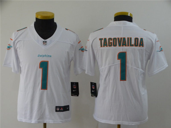 Youth Miami Dolphins #1 Tua Tagovailoa  Nike White Vapor Limited Jersey