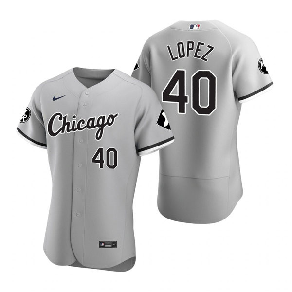 Mens Chicago White Sox #40 Reynaldo Lopez Nike Gray Road FlexBase Jersey