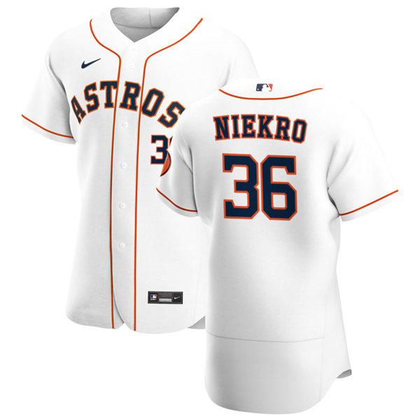 Mens Houston Astros Retired Player #36 Joe Niekro Nike White Home Flexbase Jersey