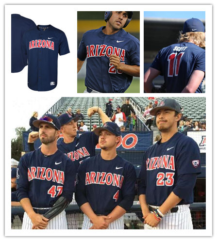 Mens Youth Arizona Wildcats Custom 2022 Navy Baseball Game Jersey