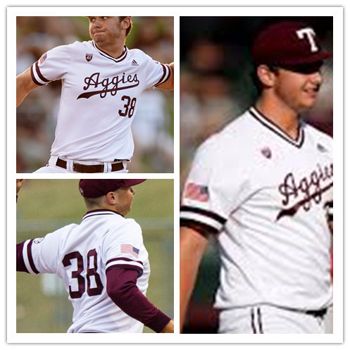 Mens Texas A&M Aggies #38 Michael Wach Adidas White Pullover Aggies College Baseball Game Jersey