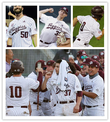Mens Youth Texas A&M Aggies Custom Adidas 2021 White Pinstripe College Baseball Game Jersey