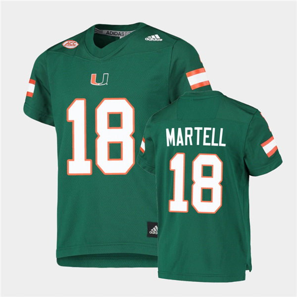 Mens #18 Tate Martell Miami Hurricanes Stitched Adidas Green College Football Game Jersey