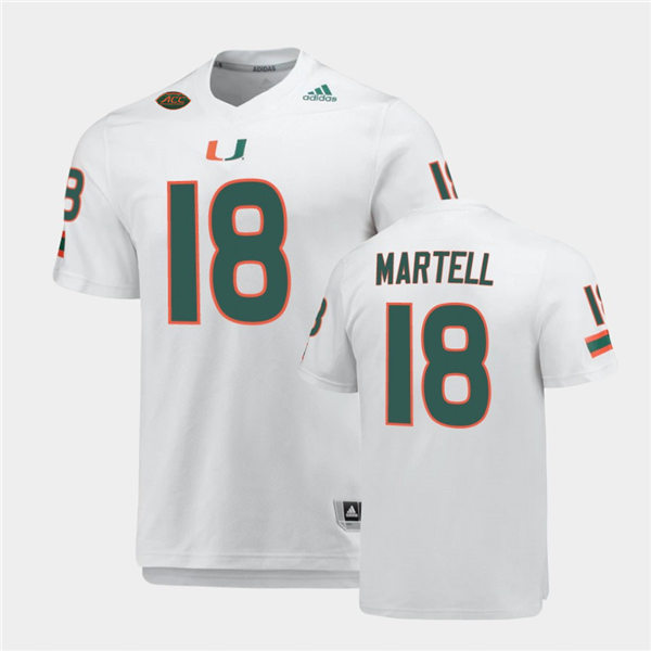 Mens #18 Tate Martell Miami Hurricanes Stitched Adidas White College Football Game Jersey