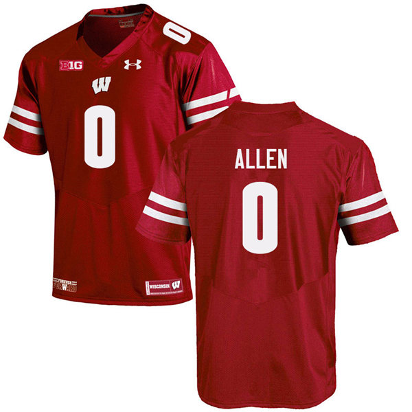 Mens Wisconsin Badger #0 Braelon Allen Under Armour Red College Football Game Jersey Mens Wisconsin Badger #0 Braelon Allen Under Armour Red College Football Game Jersey