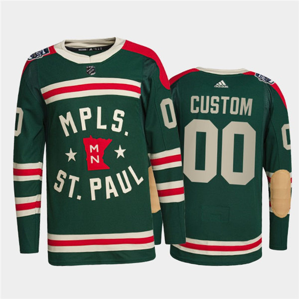 Mens Minnesota Wild Custom Fanatics Green 2022 Winter Classic Jersey