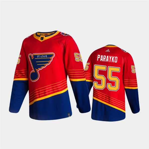 Mens St. Louis Blues #55 Colton Parayko adidas 2021 Red Blue Reverse Retro Jersey