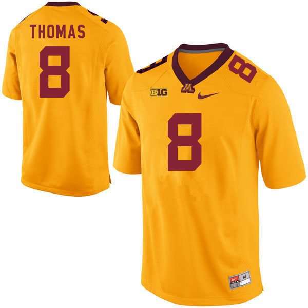 Mens Minnesota Golden Gophers #8 Ky Thomas Nike Gold College Football Jersey