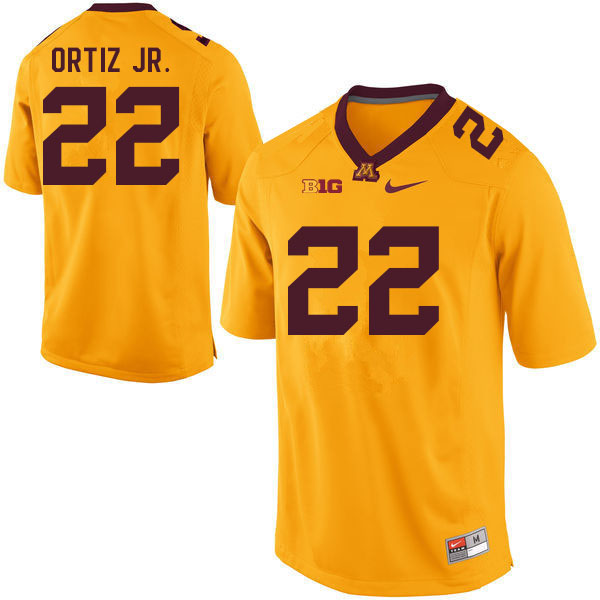 Mens Minnesota Golden Gophers #22 Steven Ortiz Jr. Nike Gold College Football Jersey 