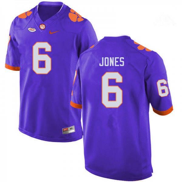 Mens Clemson Tigers #6 Sheridan Jones Nike Purple College Football Jersey 