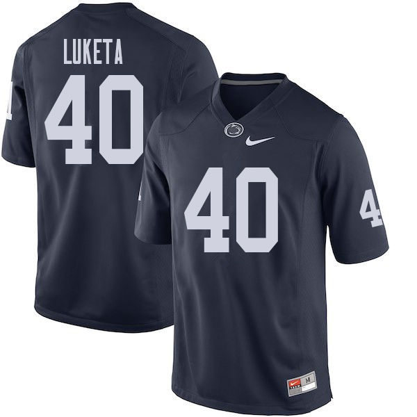 Mens Penn State Nittany Lions #40 Jesse Luketa  Nike Navy with Name College Football Jersey 