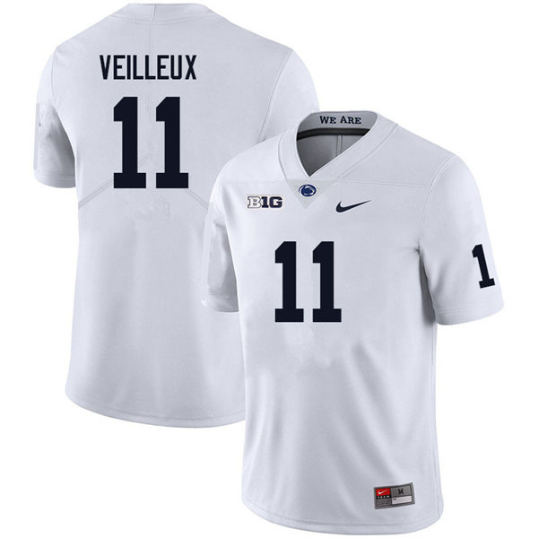 Mens Penn State Nittany Lions #11 Christian Veilleux Nike White with Name College Football Jersey