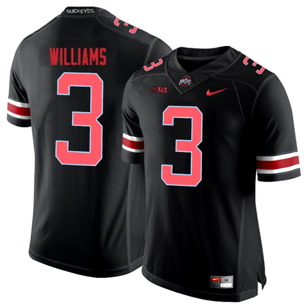 Mens #3 Miyan Williams Ohio State Buckeyes Stitched Nike Blackout College Football Game Jersey S-3XL